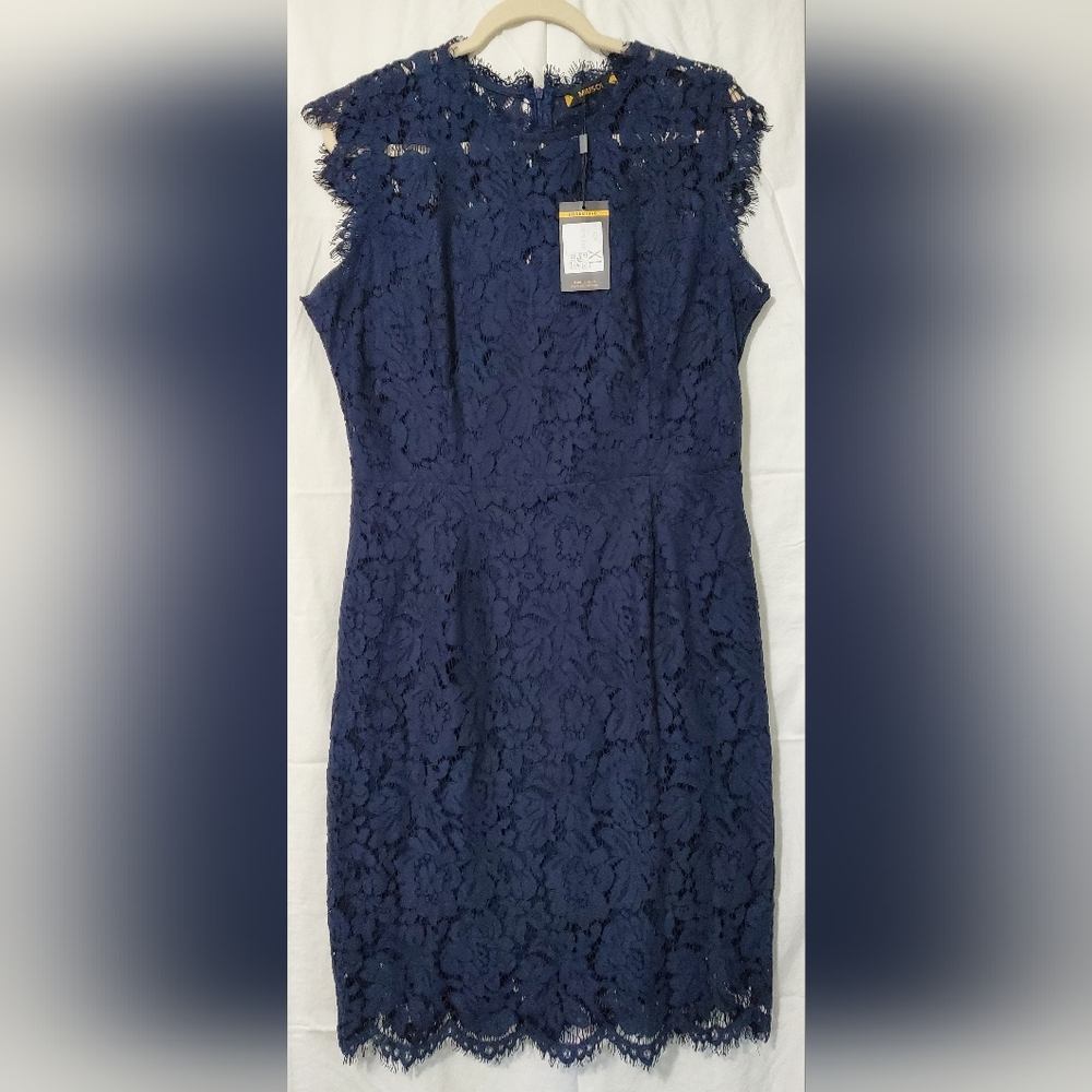 Elegant Navy Lace Dress